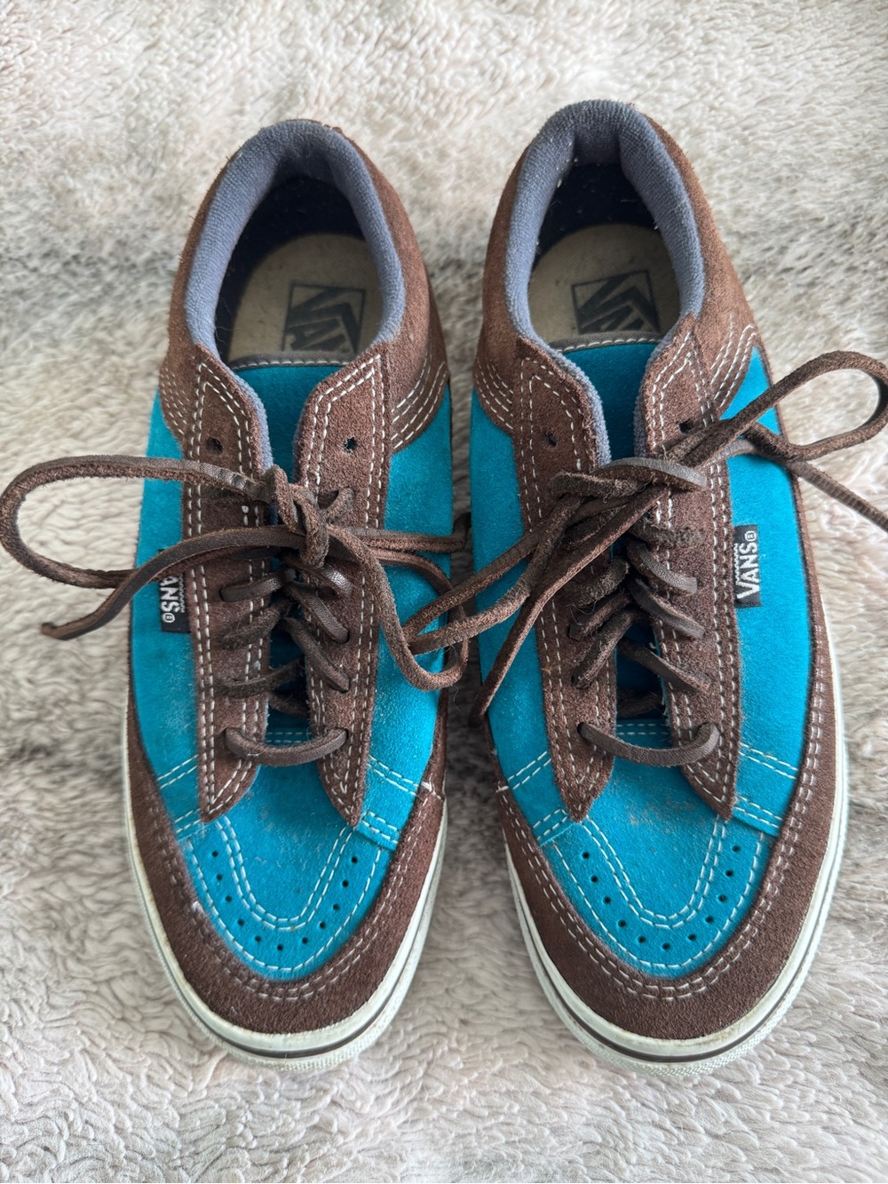 Vans Teal and Brown Low-Top Sneakers